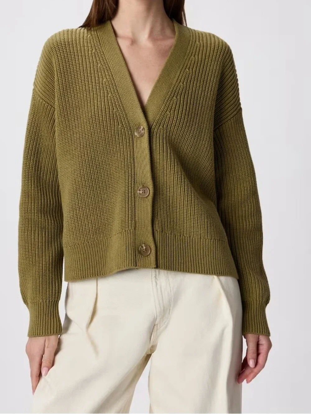 Quince 100% Organic Cotron Fisherman Boxy Cropped Cardigan